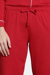 Zivame Winter Whispers Knit Cotton Pyjama Set - Haute Red — thumbnail 6